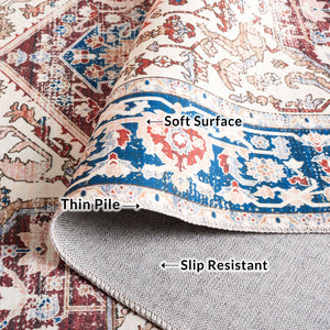 Safavieh Arizona Traditional Oval Area Rug - Timeless Elegance With Floral Patterns For Sophisticated Spaces Red ,Navy Polyester Pile Arz109q-5ov