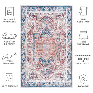 Safavieh Arizona Traditional Oval Area Rug - Timeless Elegance With Floral Patterns For Sophisticated Spaces Red ,Navy Polyester Pile Arz109q-5ov