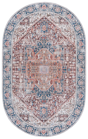 Safavieh Arizona Traditional Oval Area Rug - Timeless Elegance With Floral Patterns For Sophisticated Spaces Red ,Navy Polyester Pile Arz109q-5ov