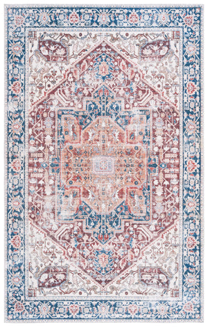Safavieh Arizona Traditional Oval Area Rug - Timeless Elegance With Floral Patterns For Sophisticated Spaces Red ,Navy Polyester Pile Arz109q-5ov