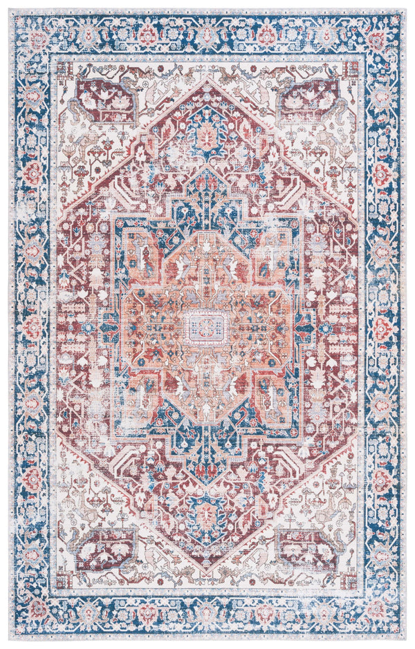 Safavieh Arizona Traditional Oval Area Rug - Timeless Elegance With Floral Patterns For Sophisticated Spaces Red ,Navy Polyester Pile Arz109q-5ov