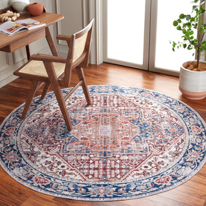 Safavieh Arizona Traditional Oval Area Rug - Timeless Elegance With Floral Patterns For Sophisticated Spaces Red ,Navy Polyester Pile Arz109q-5ov