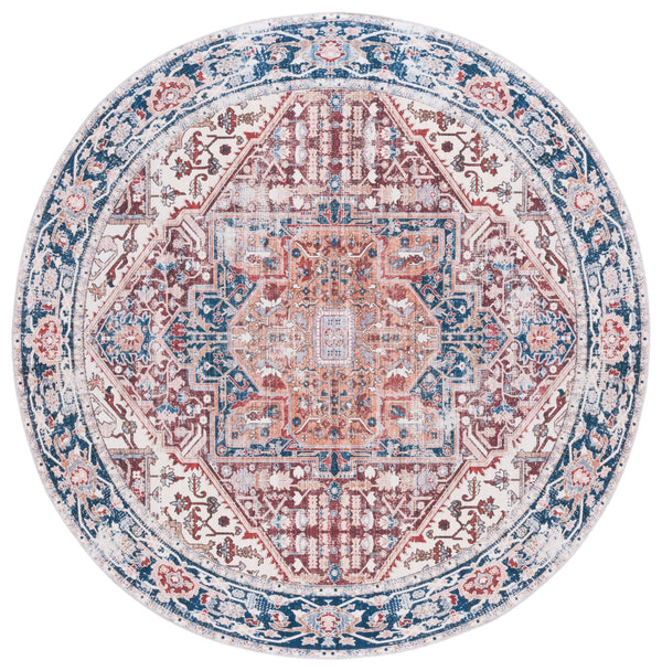 Safavieh Arizona Traditional Oval Area Rug - Timeless Elegance With Floral Patterns For Sophisticated Spaces Red ,Navy Polyester Pile Arz109q-5ov