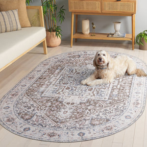 Safavieh Arizona Traditional Oval Area Rug - Timeless Elegance With Floral Patterns For Sophisticated Spaces Taupe ,Beige Polyester Pile Arz109t-5ov