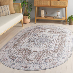Safavieh Arizona Traditional Oval Area Rug - Timeless Elegance With Floral Patterns For Sophisticated Spaces Taupe ,Beige Polyester Pile Arz109t-5ov
