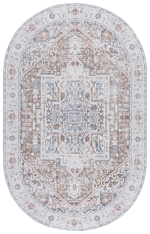 Safavieh Arizona Traditional Oval Area Rug - Timeless Elegance With Floral Patterns For Sophisticated Spaces Taupe ,Beige Polyester Pile Arz109t-5ov