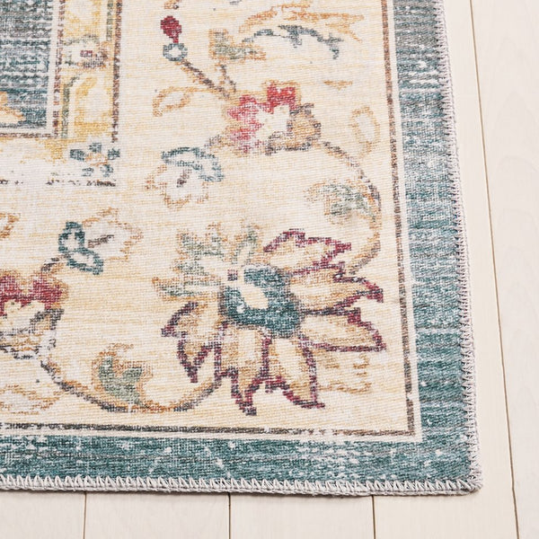 Safavieh Arizona 5' X 8' Oval Area Rug - Luxurious Green Beige Design, Durable, Washable & Slip-resistant Green ,Beige Polyester Pile Arz112y-5ov