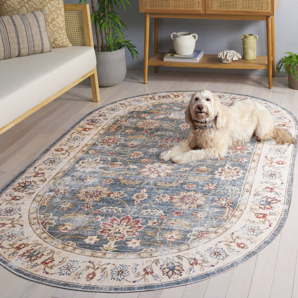 Safavieh Arizona 5' X 8' Oval Area Rug - Luxurious Green Beige Design, Durable, Washable & Slip-resistant Green ,Beige Polyester Pile Arz112y-5ov