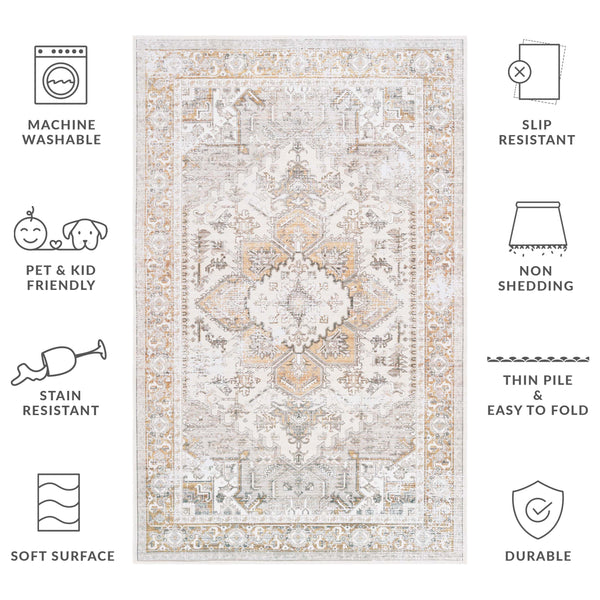 Safavieh Arizona Exquisite Power Loomed Rug With Timeless Traditional Design For Elegant Home Decor Mastery Beige ,Gold Polyester Arz116b-210
