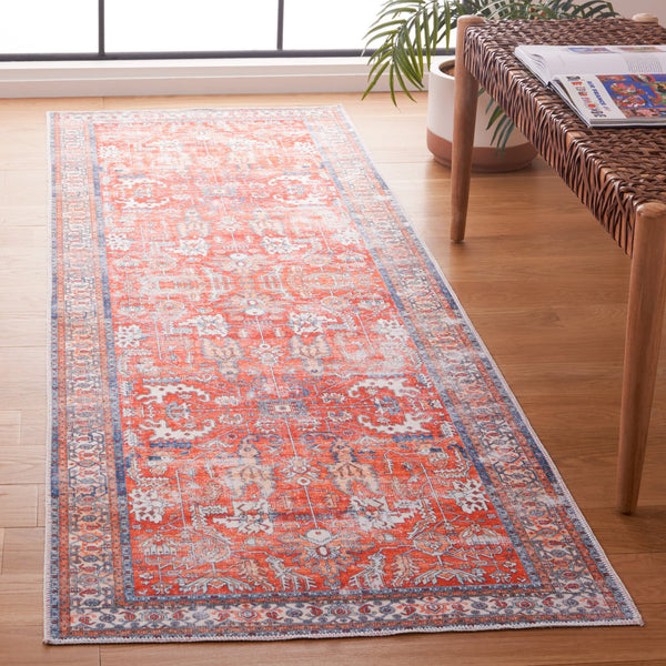 Safavieh Arizona Traditional Style Area Rug - Plush And Durable Polyester Design For Timeless Elegance Rust ,Aqua Polyester Arz119p-24