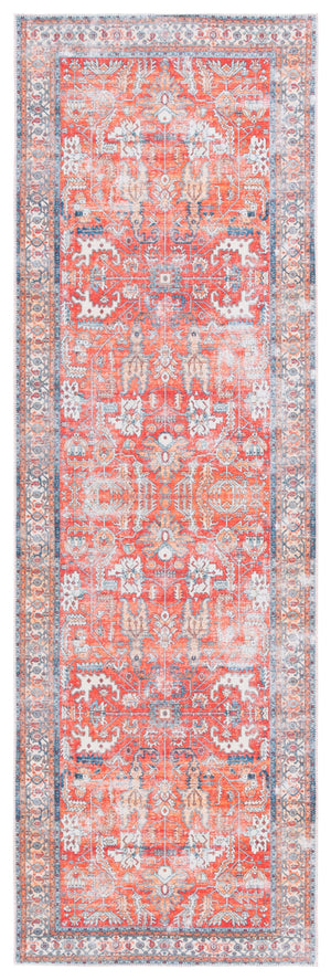 Safavieh Arizona Traditional Style Area Rug - Plush And Durable Polyester Design For Timeless Elegance Rust ,Aqua Polyester Arz119p-24