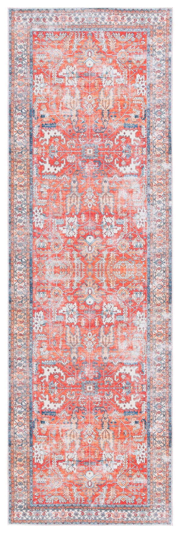 Safavieh Arizona Traditional Style Area Rug - Plush And Durable Polyester Design For Timeless Elegance Rust ,Aqua Polyester Arz119p-24