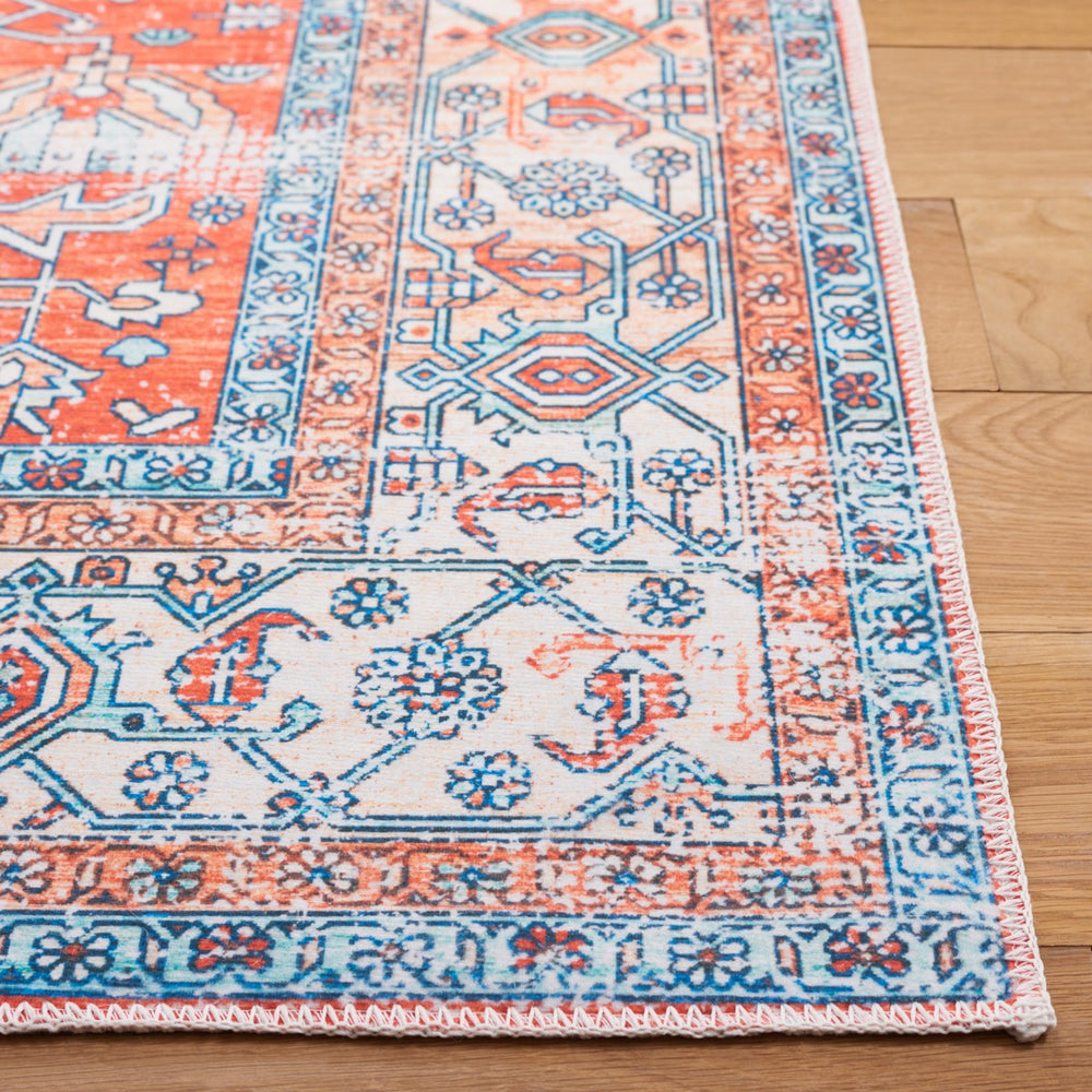Safavieh Arizona 119 Power Loomed Polyester Rug Rust / Aqua ARZ119P-9