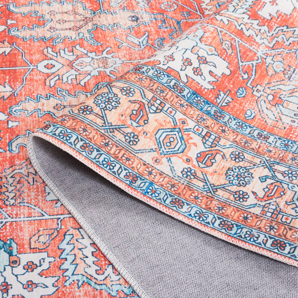 Safavieh Arizona 119 Power Loomed Polyester Rug Rust / Aqua ARZ119P-9