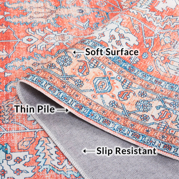 Safavieh Arizona Traditional Style Area Rug - Plush And Durable Polyester Design For Timeless Elegance Rust ,Aqua Polyester Arz119p-24