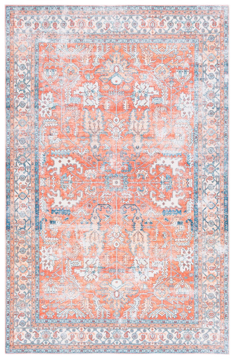 Safavieh Arizona 119 Power Loomed Polyester Rug Rust / Aqua ARZ119P-9