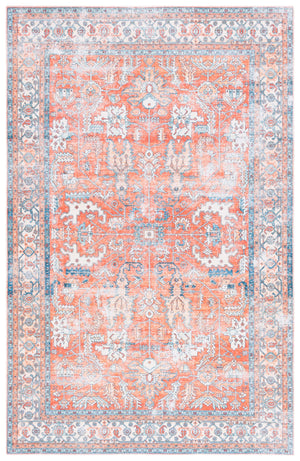 Safavieh Arizona Traditional Style Area Rug - Plush And Durable Polyester Design For Timeless Elegance Rust ,Aqua Polyester Arz119p-24