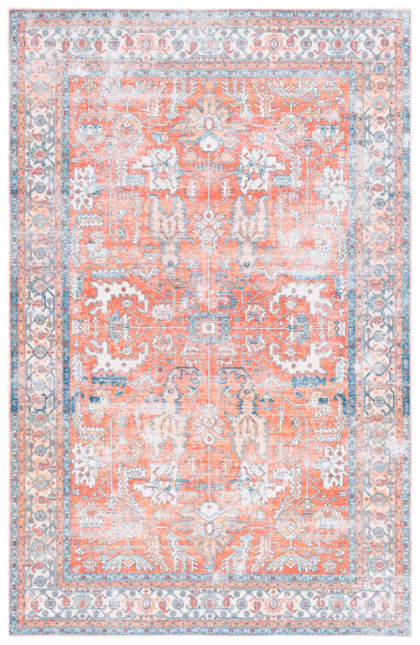 Safavieh Arizona Traditional Style Area Rug - Plush And Durable Polyester Design For Timeless Elegance Rust ,Aqua Polyester Arz119p-24