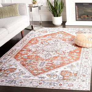 Safavieh Arizona 120 Power Loomed Polyester Rug Ivory / Rust ARZ120A-9