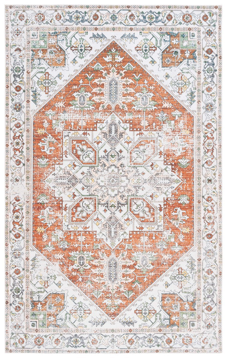 Safavieh Arizona 120 Power Loomed Polyester Rug Ivory / Rust ARZ120A-9
