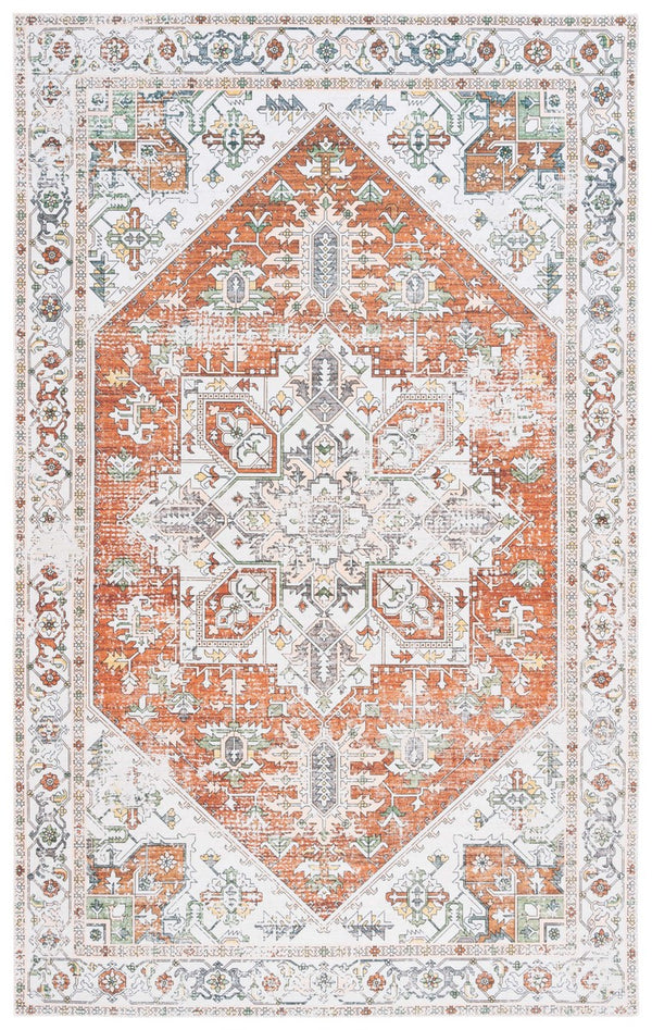 Safavieh Arizona 120 Power Loomed Polyester Rug Ivory / Rust ARZ120A-9