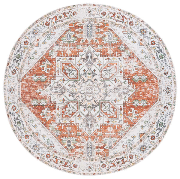 Safavieh Arizona 120 Power Loomed Polyester Rug Ivory / Rust ARZ120A-9