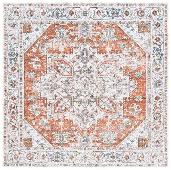 Safavieh Arizona 120 Power Loomed  Rug Ivory / Rust ARZ120A-6SQ
