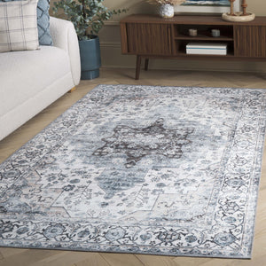 Safavieh Arizona Traditional Area Rug - Timeless Elegance In Ivory And Blue For Modern Living Spaces Ivory ,Blue Polyester Pile Arz123a-5ov