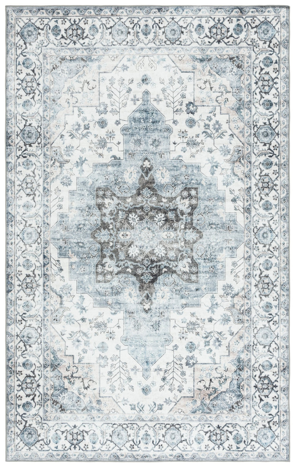 Safavieh Arizona Traditional Area Rug - Timeless Elegance In Ivory And Blue For Modern Living Spaces Ivory ,Blue Polyester Pile Arz123a-5ov