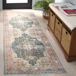 Safavieh Arizona Exquisite Area Rug With Traditional Motifs - Durable, Stylish & Washable For Any Space Green ,Light Brown Polyester Arz126y-4sq