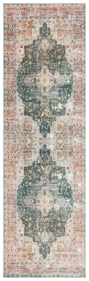Safavieh Arizona Exquisite Area Rug With Traditional Motifs - Durable, Stylish & Washable For Any Space Green ,Light Brown Polyester Arz126y-4sq