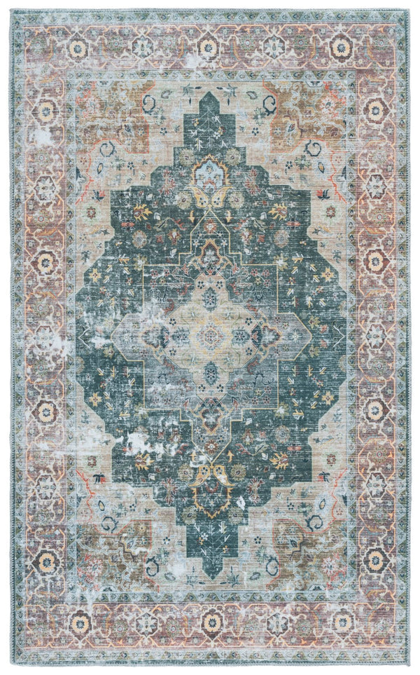 Safavieh Arizona Exquisite Area Rug With Traditional Motifs - Durable, Stylish & Washable For Any Space Green ,Light Brown Polyester Arz126y-4sq