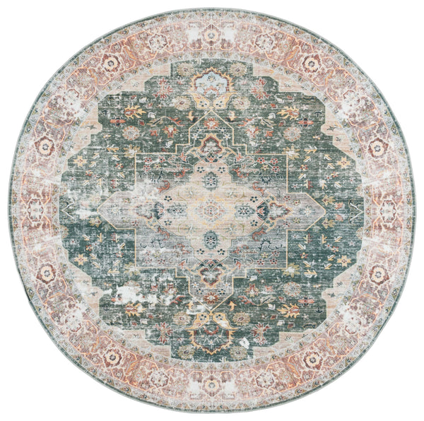 Safavieh Arizona Exquisite Area Rug With Traditional Motifs - Durable, Stylish & Washable For Any Space Green ,Light Brown Polyester Arz126y-4sq