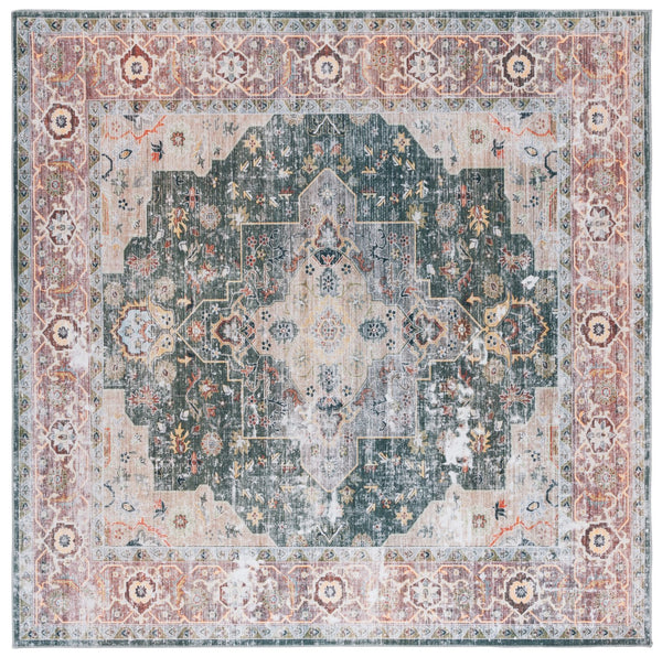 Safavieh Arizona Exquisite Area Rug With Traditional Motifs - Durable, Stylish & Washable For Any Space Green ,Light Brown Polyester Arz126y-4sq