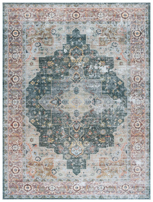 Safavieh Arizona Exquisite Area Rug With Traditional Motifs - Durable, Stylish & Washable For Any Space Green ,Light Brown Polyester Arz126y-4sq