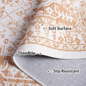 Safavieh Arizona 5x8 Oval Area Rug In Beige And Gold - Elegant Traditional Style, Soft, Durable, Washable Design Beige ,Gold Polyester Pile Arz127b-5ov