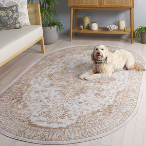 Safavieh Arizona 5x8 Oval Area Rug In Beige And Gold - Elegant Traditional Style, Soft, Durable, Washable Design Beige ,Gold Polyester Pile Arz127b-5ov