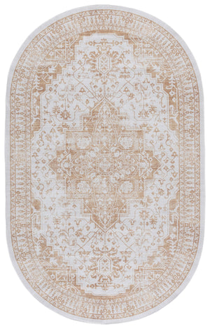 Safavieh Arizona 5x8 Oval Area Rug In Beige And Gold - Elegant Traditional Style, Soft, Durable, Washable Design Beige ,Gold Polyester Pile Arz127b-5ov