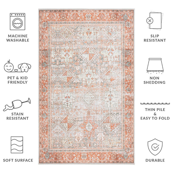 Safavieh Arizona 199 Power Loomed Traditional Rug Rust / Sage 6' x 6' Square ARZ199P-6SQ