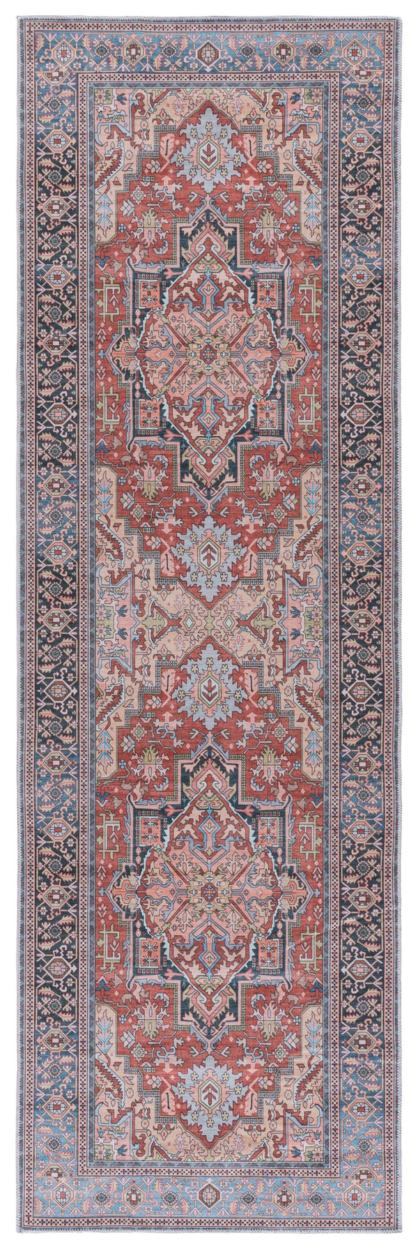 Safavieh Arizona Rust & Blue Low-Profile Rug — Machine Washable Polyester, Slip-Resistant, Timeless Charm 8'-0" x 10'-0" ARZ200P-8