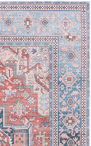Safavieh Arizona Vintage-Inspired Rust & Blue Area Rug, Low-Pile Polyester, Durable Washable Oriental Charm 3'-0" x 5'-0" ARZ200P-3