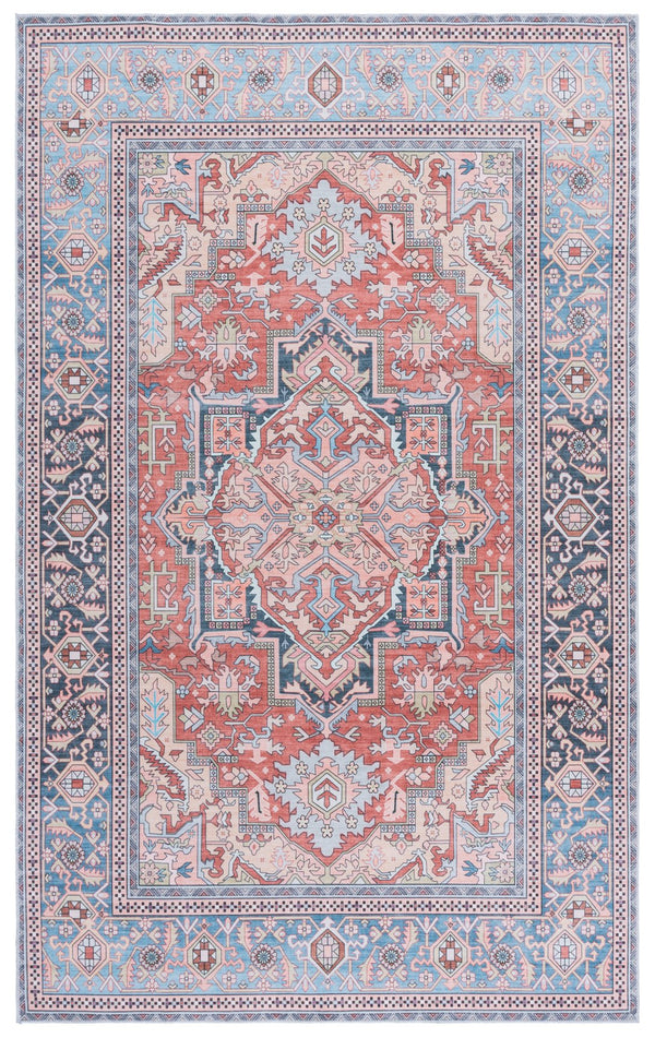Safavieh Arizona Runner Rug In Rust And Blue Tones — Low-Profile, Washable Polyester With Slip-Resistant Backing 2'-6" x 8'-0" ARZ200P-28