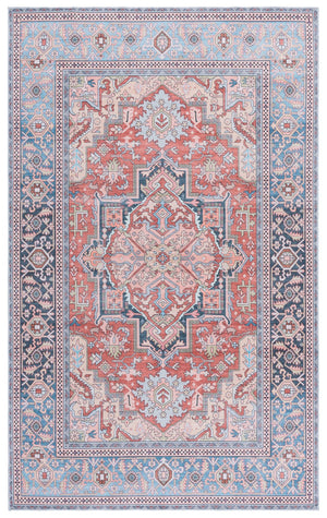Safavieh Arizona Rust & Blue Low-Profile Rug — Machine Washable Polyester, Slip-Resistant, Timeless Charm 8'-0" x 10'-0" ARZ200P-8