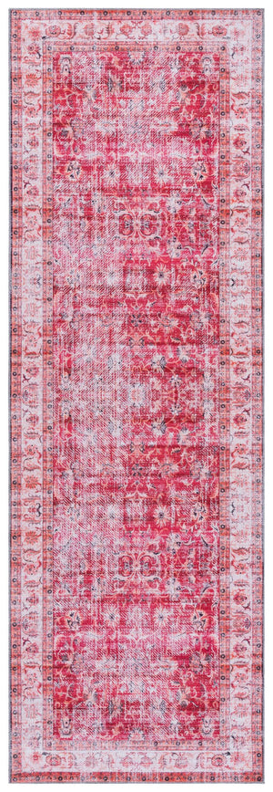 Safavieh Arizona Elegant Runner Rug For Hallways – Timeless Design, Washable, Slip-resistant, Classic Charm Red ,Beige Polyester Arz207p-28