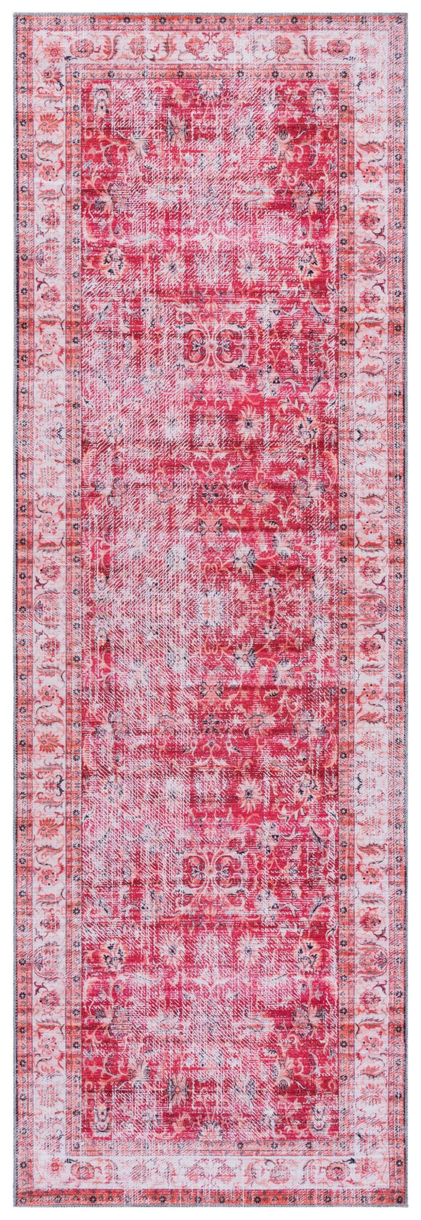 Safavieh Arizona Elegant Runner Rug For Hallways – Timeless Design, Washable, Slip-resistant, Classic Charm Red ,Beige Polyester Arz207p-28