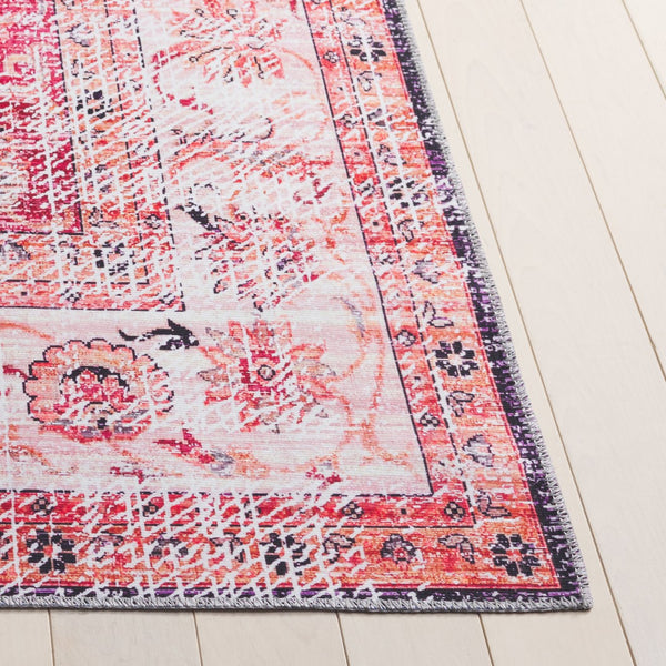 Safavieh Arizona Elegant Runner Rug For Hallways – Timeless Design, Washable, Slip-resistant, Classic Charm Red ,Beige Polyester Arz207p-5