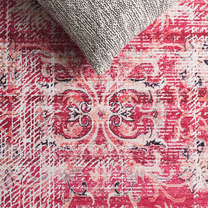 Safavieh Arizona Elegant Runner Rug For Hallways – Timeless Design, Washable, Slip-resistant, Classic Charm Red ,Beige Polyester Arz207p-5