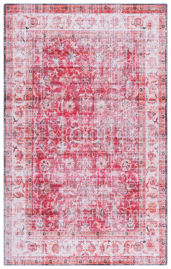 Safavieh Arizona Elegant Runner Rug For Hallways – Timeless Design, Washable, Slip-resistant, Classic Charm Red ,Beige Polyester Arz207p-5