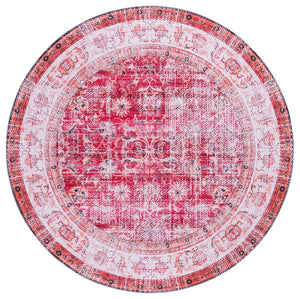Safavieh Arizona Elegant Power Loomed Rug In Soothing Colors - Washable, Slip-resistant & Minimalist Design Red ,Beige Polyester Arz207p-6