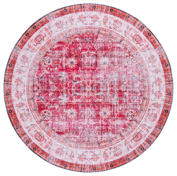 Safavieh Arizona Elegant Power Loomed Rug In Soothing Colors - Washable, Slip-resistant & Minimalist Design Red ,Beige Polyester Arz207p-6